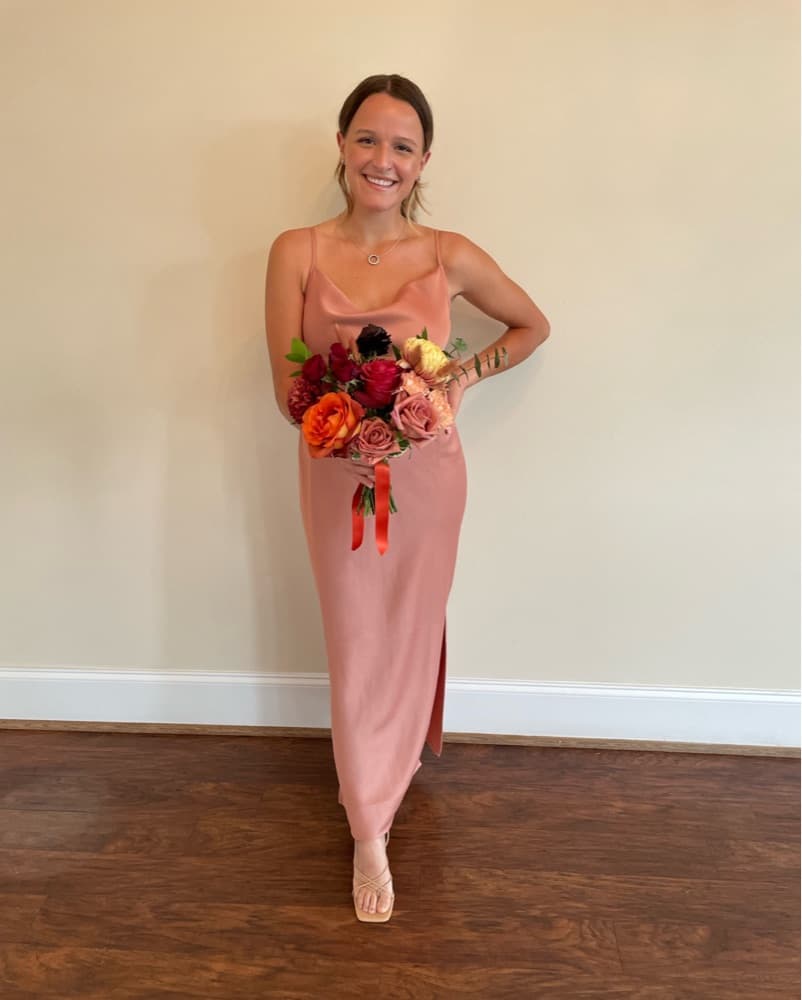 Dusty Rose Satin Dress - Image 1