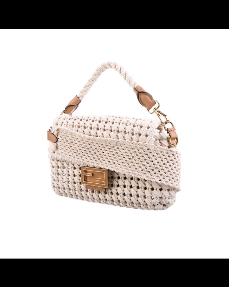 Fendi Raffia Intreccio Baguette Bag - Image 3