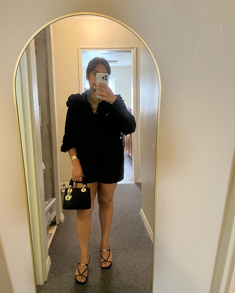 Mini Satin Black Lady Dior With Crystals - Image 3