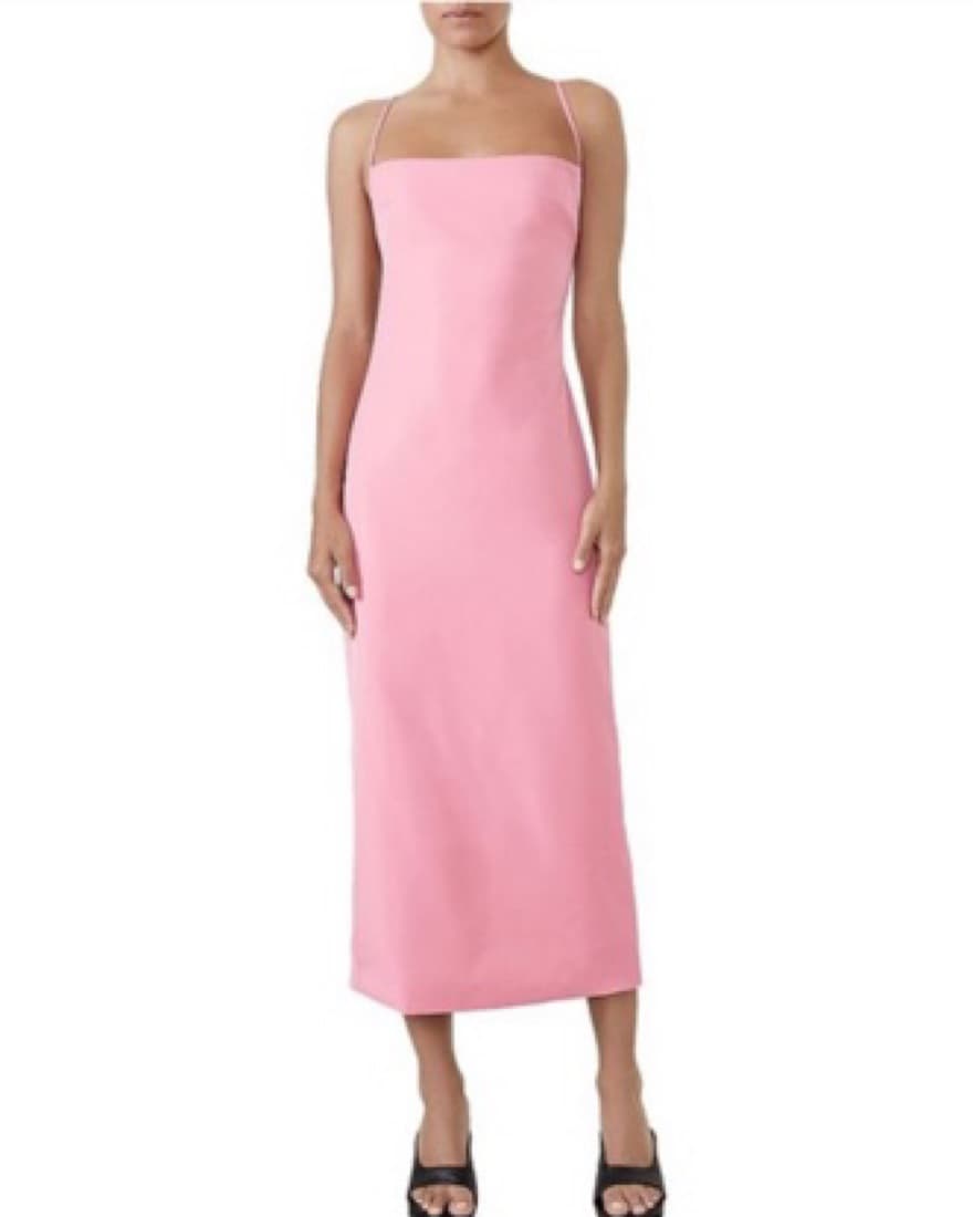 Pink Bardot Strappy Midi Dress - Image 1