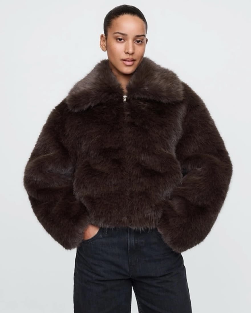 Brown/ Espresso Faux Fur Jacket   - Image 1