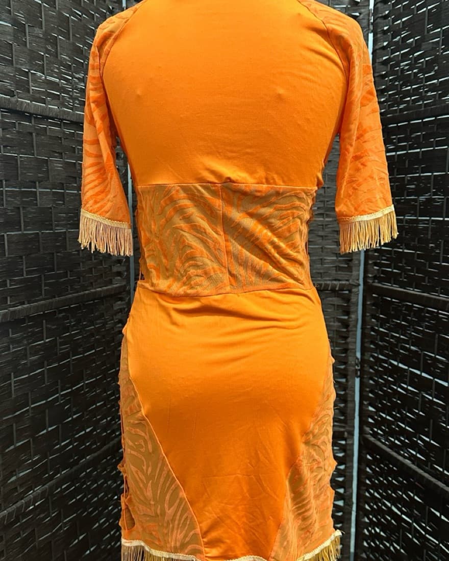 Orange Cutout Party Dress - Image 4