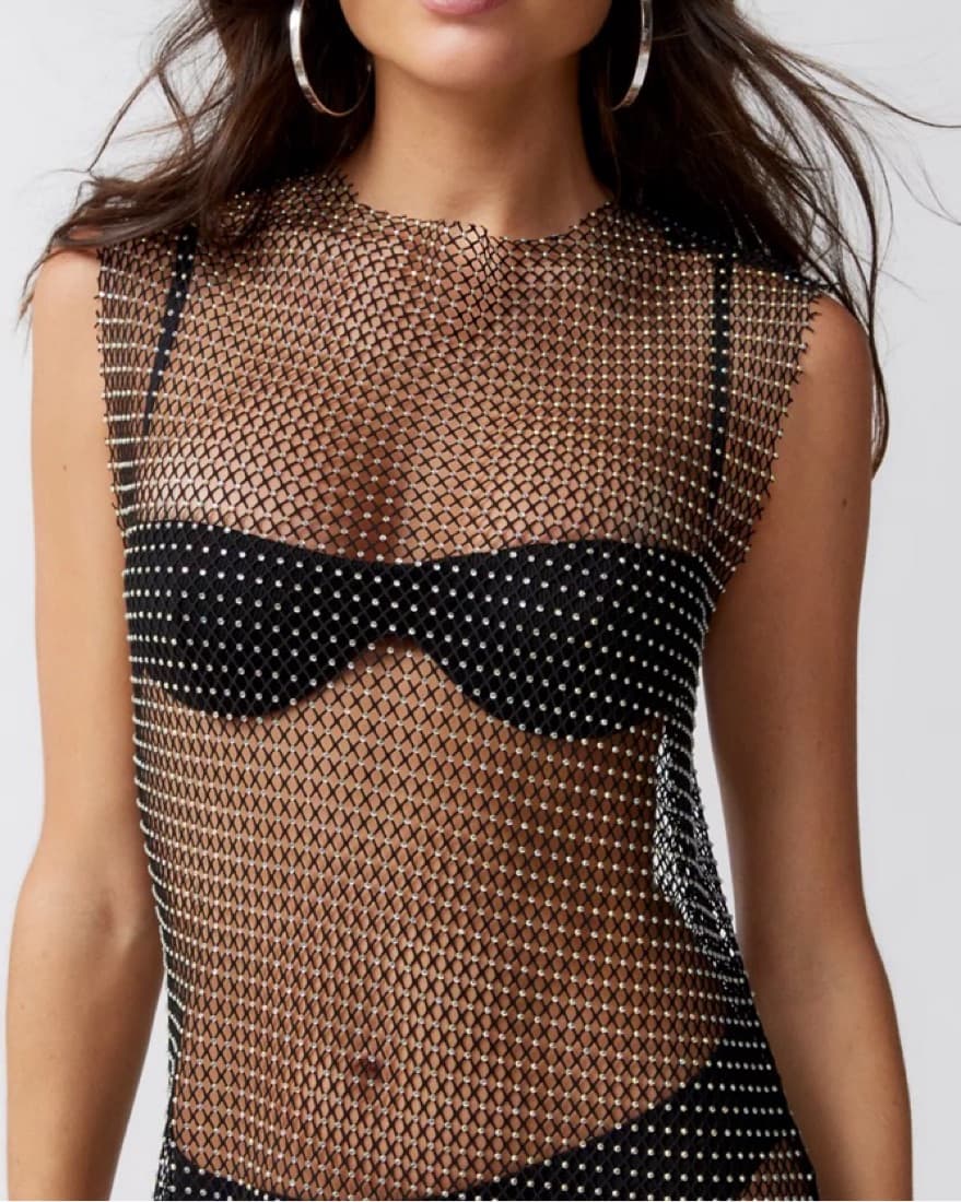 Rhinestone Mesh Dress - Image 2