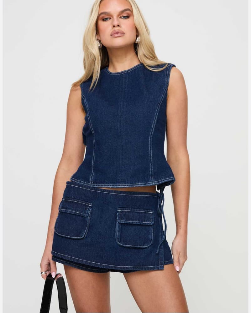 Lioness Denim Backless Set with Pockets - Image 1