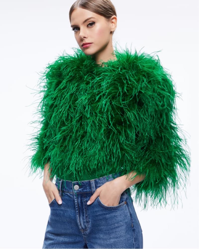 Green Feathered Jacket - Image 1