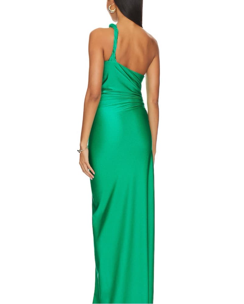 Stunning One-Shoulder Emerald Green Gown - Image 2