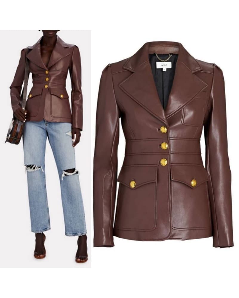 ALC Vegan Leather Brown Blazer - Image 1