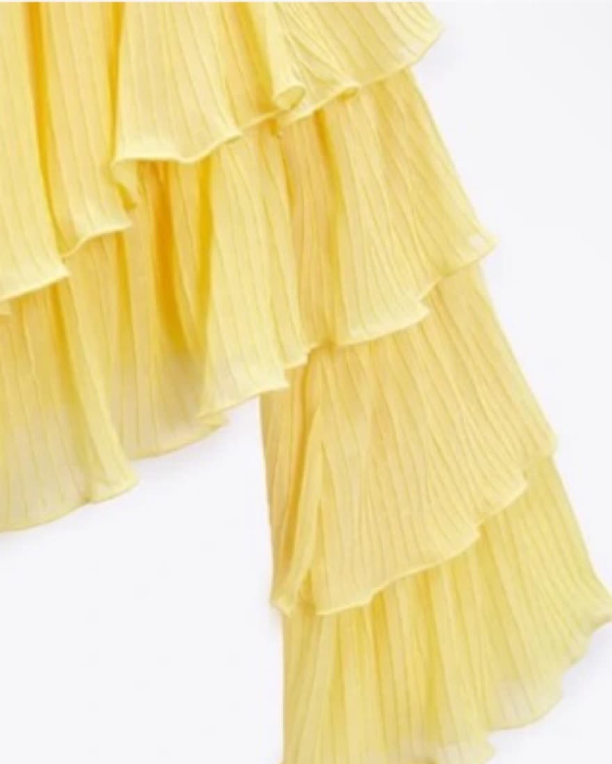 Zara Asymmetrical Pleated Yellow Top  - Image 3