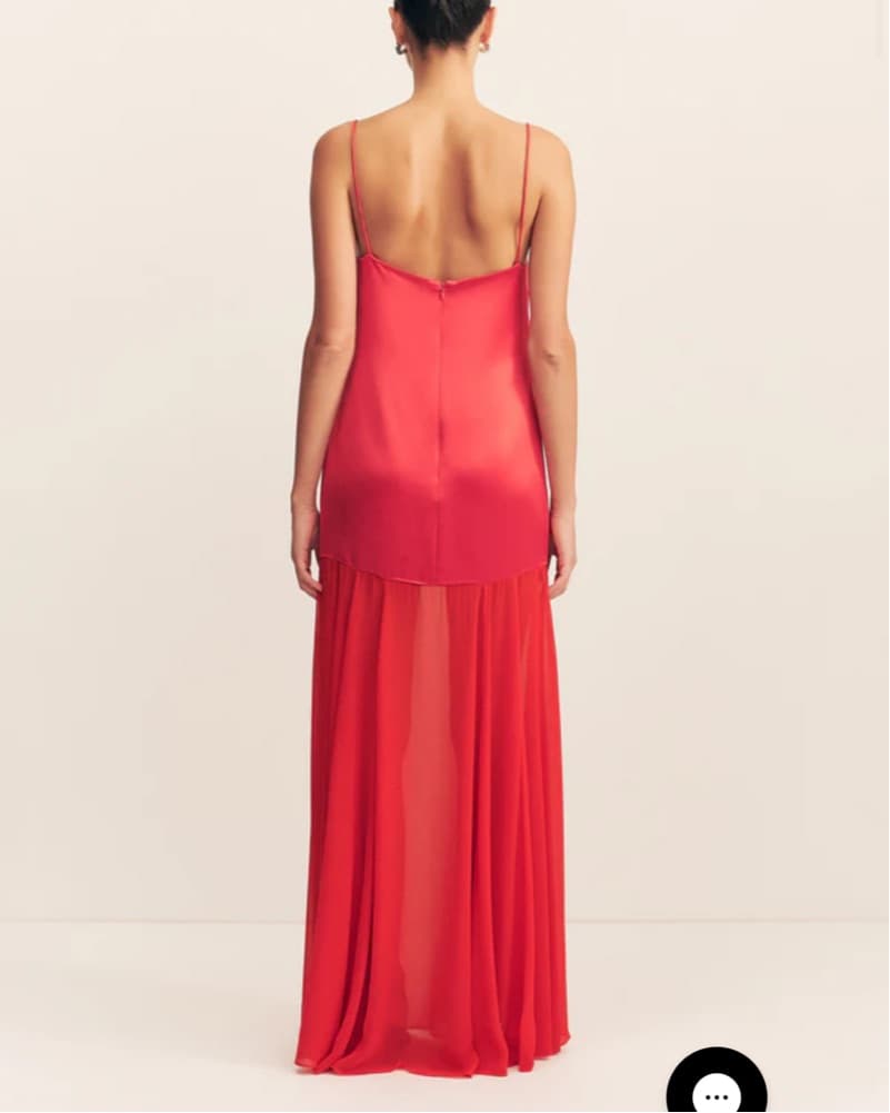 Vibrant Red Satin Maxi Dress - Image 4