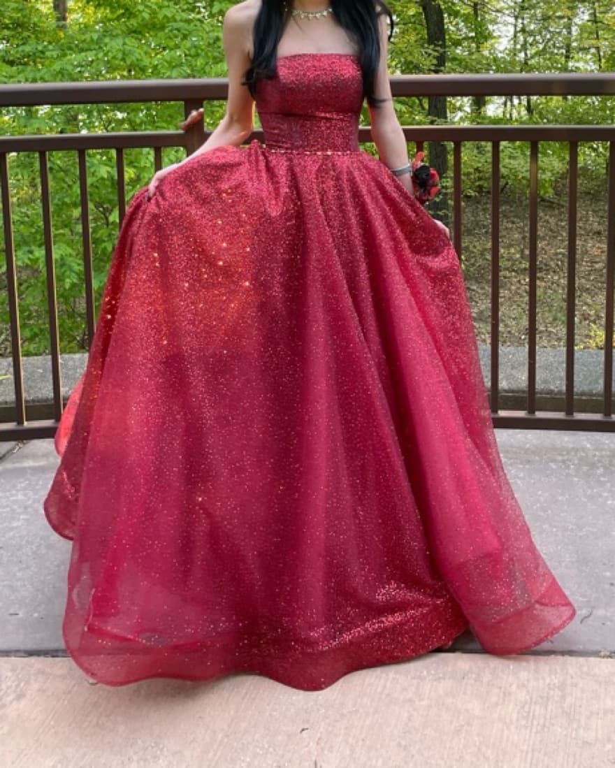 Red Sparkly David’s Bridal Ball Gown  - Image 1