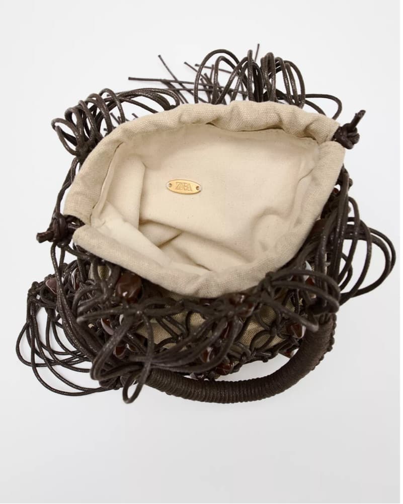 Zara Brown Fringe Beaded Bag - Image 4