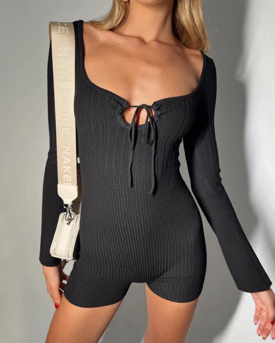 Princess Polly Erika Romper Black - Image 1