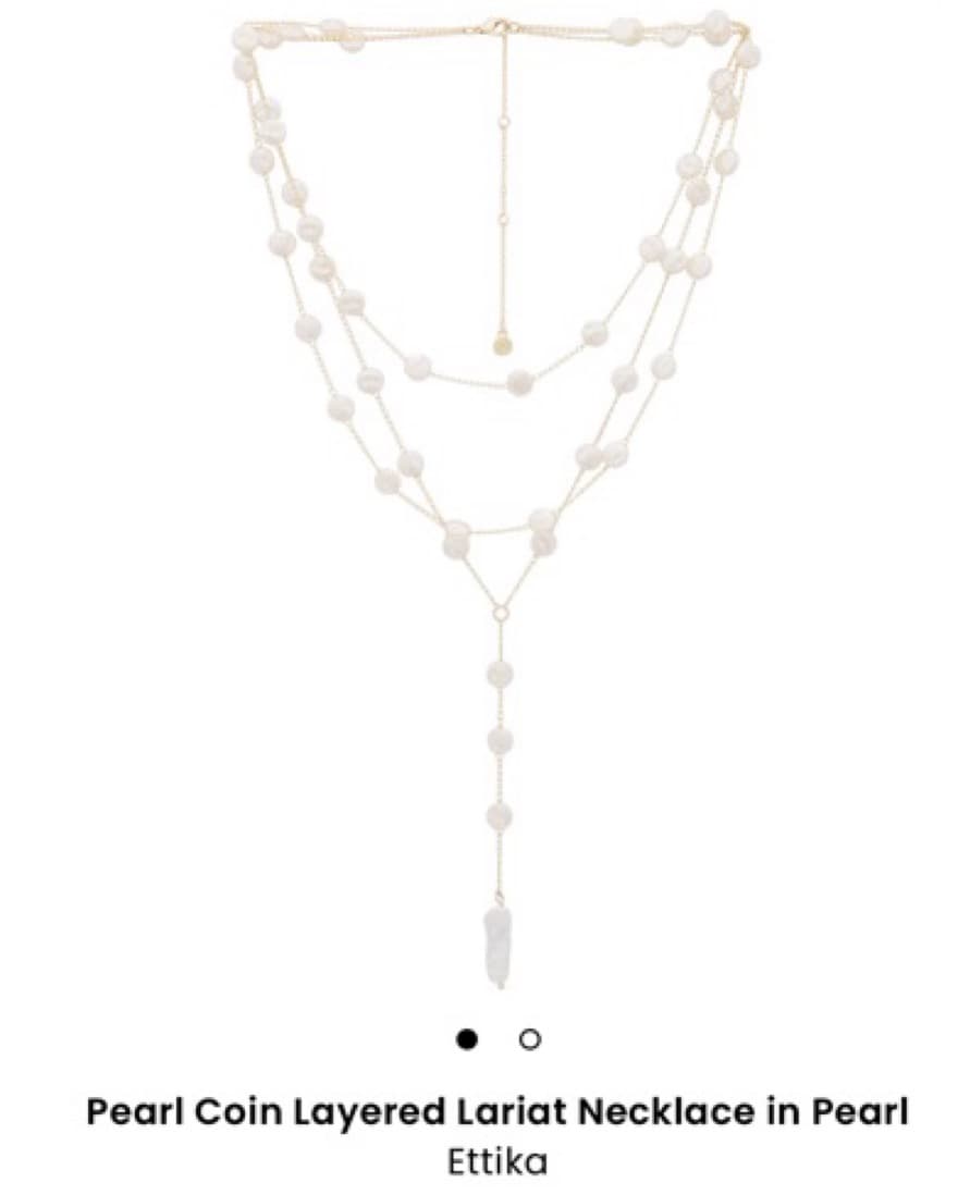 Pearl Coin Layered Lariat Necklace - Image 2