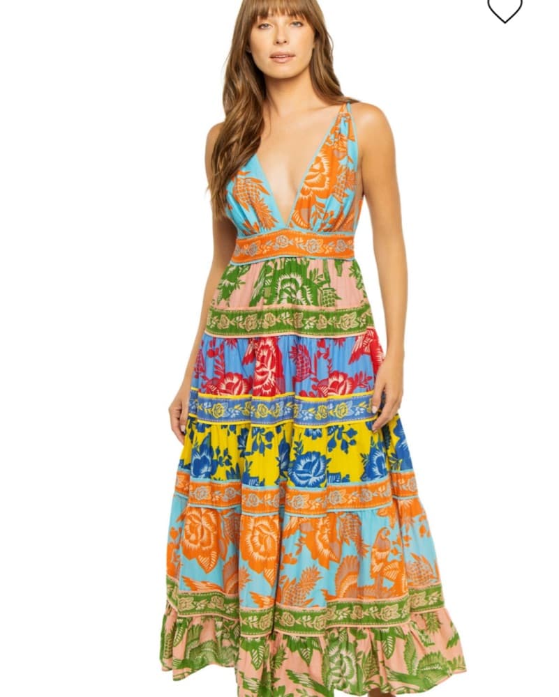 Farm Rio Garden Lace Colorblocked Maxi  - Image 1