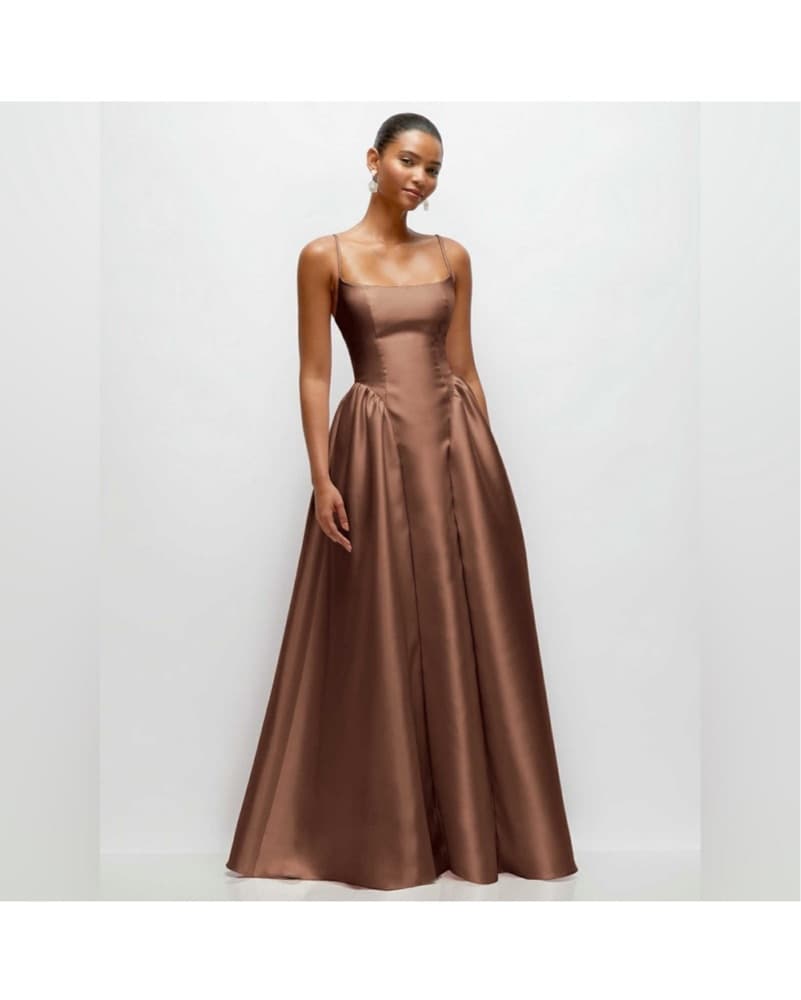 Dessy Satin Basque Dress - Image 1