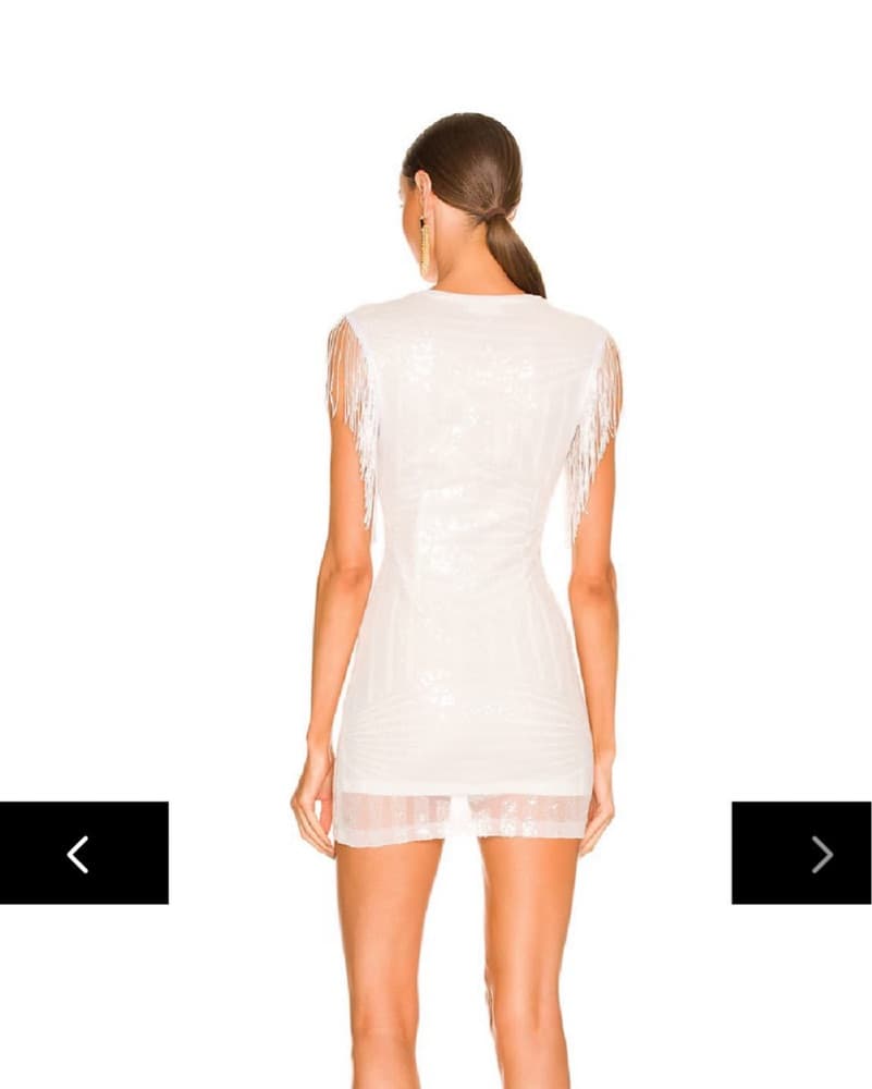Superdown White Sequin Fringe Mini Dress - Image 2
