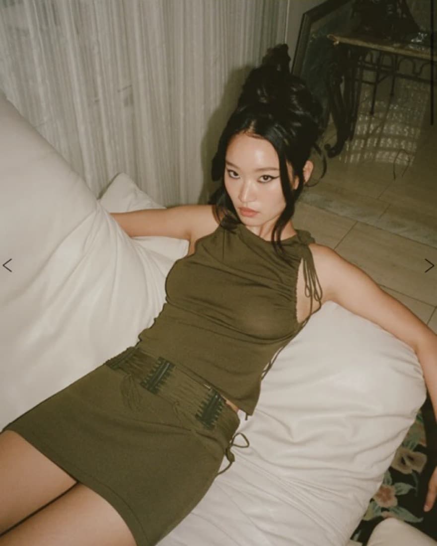 with jean tank top and mini skirt  - Image 1