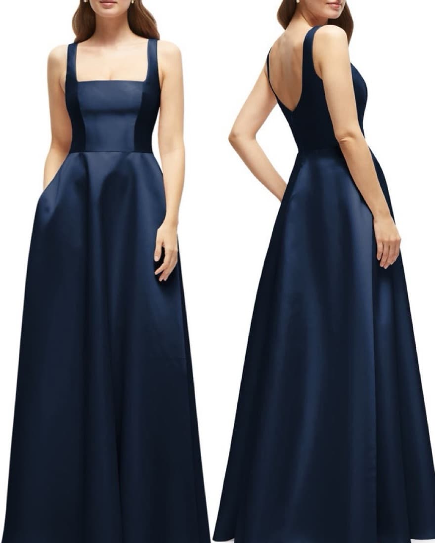 Dessy collection Navy Satin gown - Image 1
