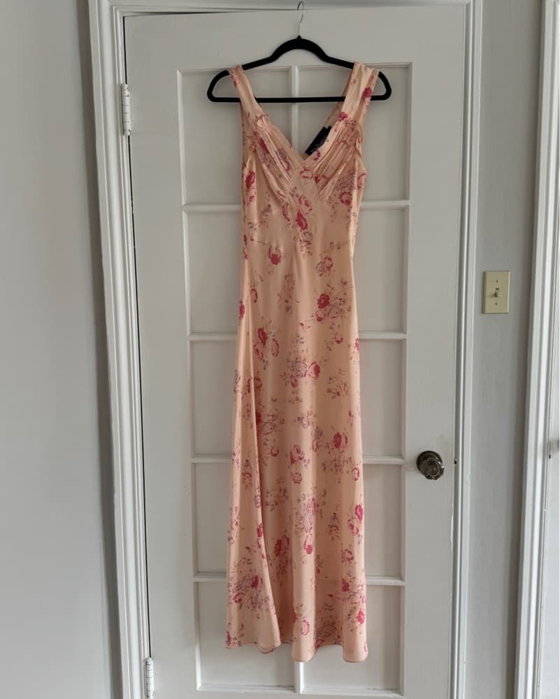 Pink Silk Floral Dress - Image 1