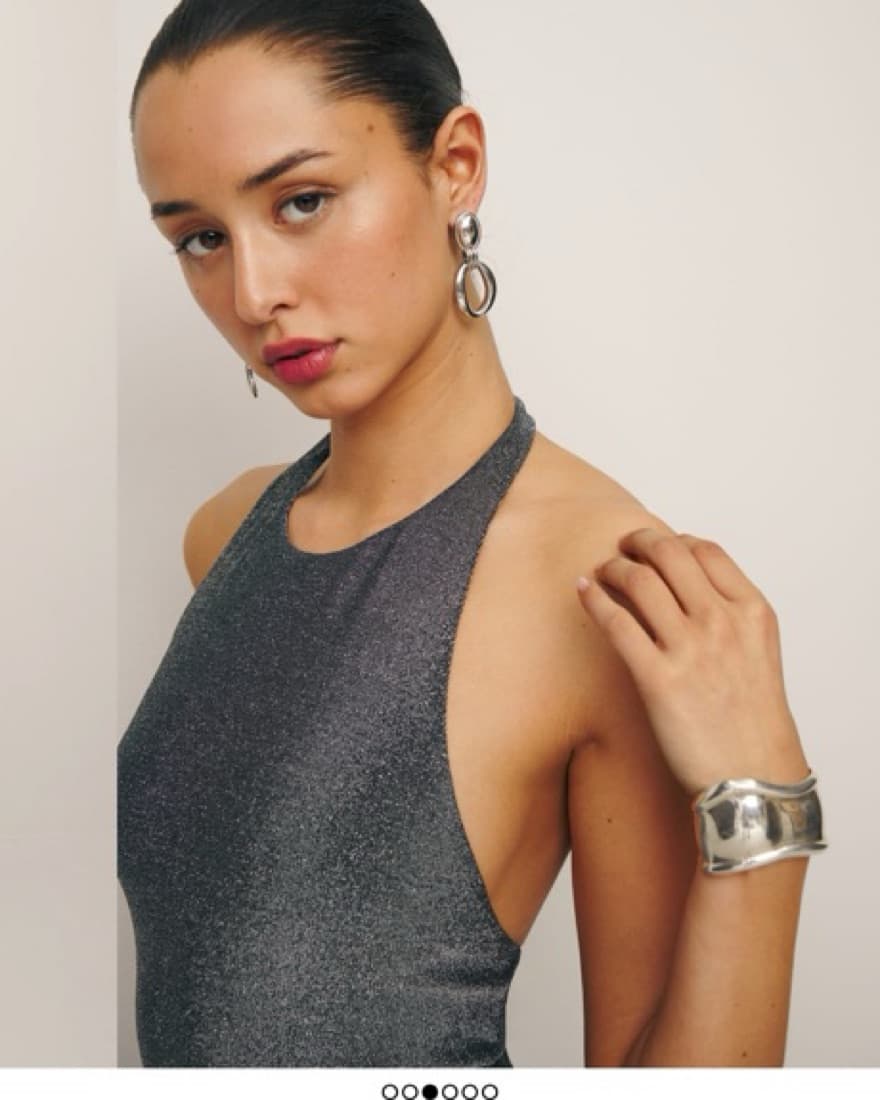 Reformation Glamorous Gray Halter Gown - Image 4