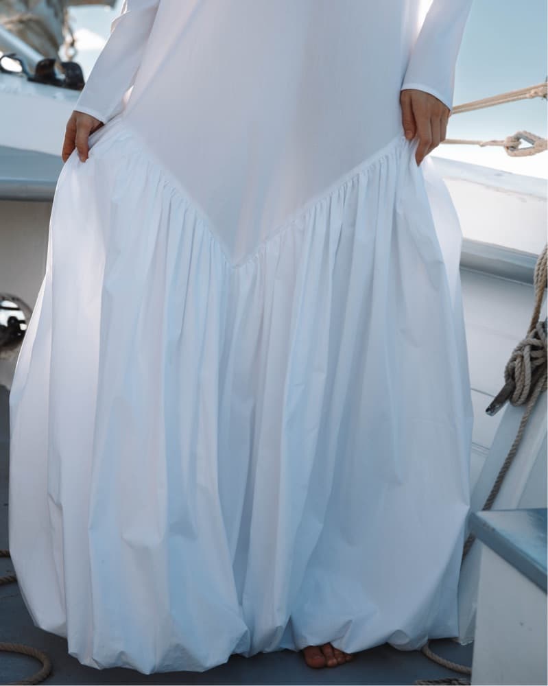 White Drop Waist Bubble Hem Maxi Dress - Image 2
