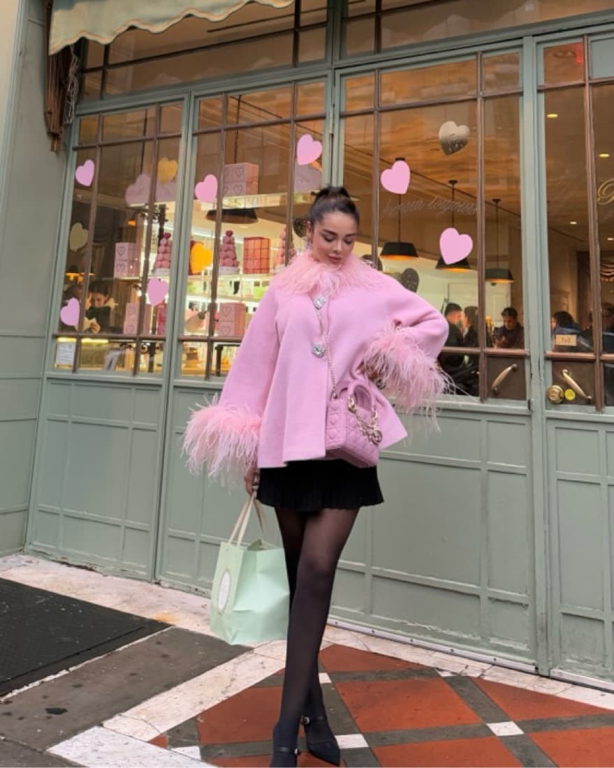 Nana Jaqueline Pink Feathered Coat - Image 3