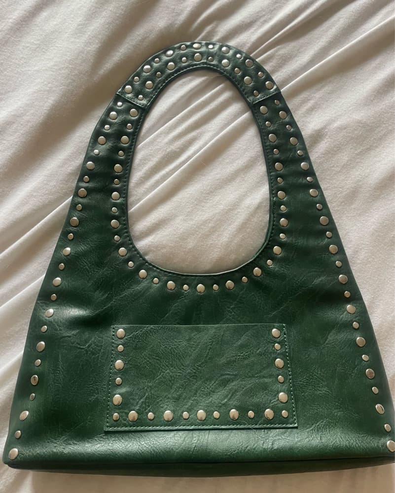 Edgy Green Studded Tote - Image 1