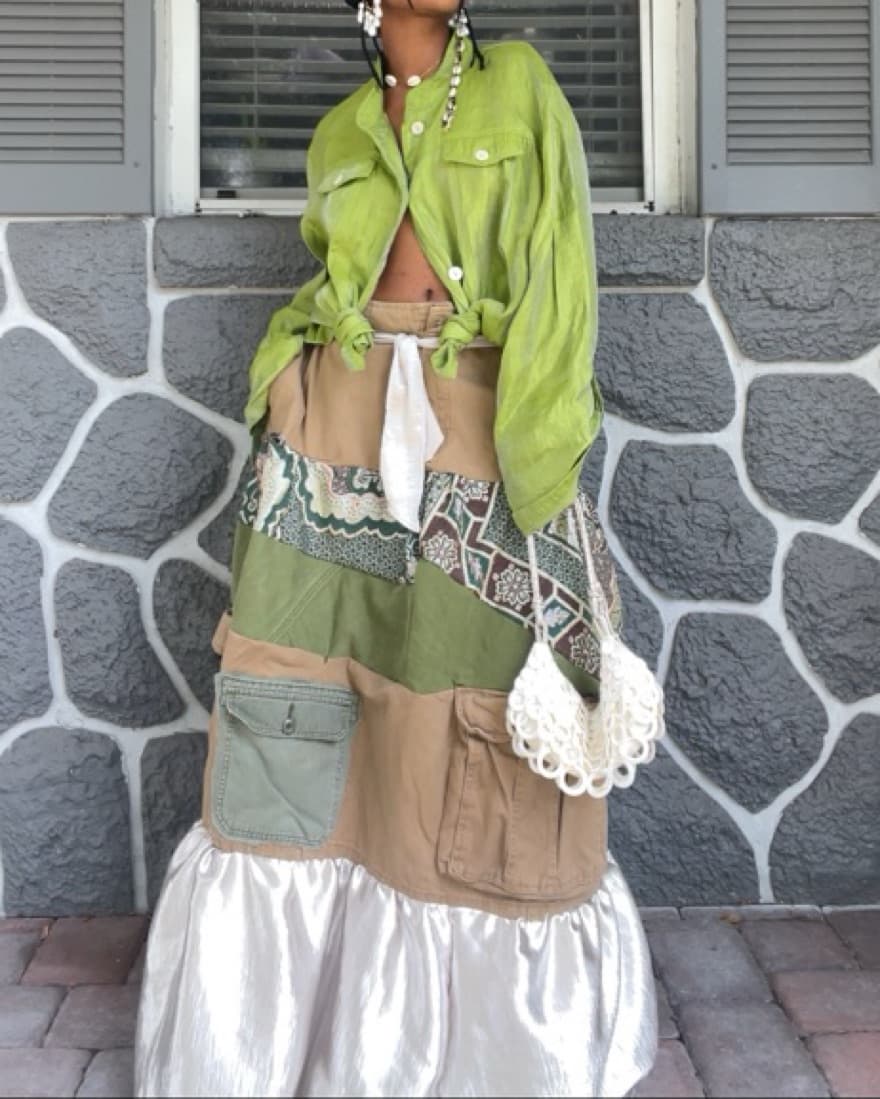Upcycled Cargo maxi Skirt  - Image 2