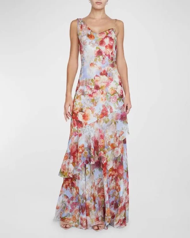 L'Agece Ruffled Cowl-Neck Gown - Image 1