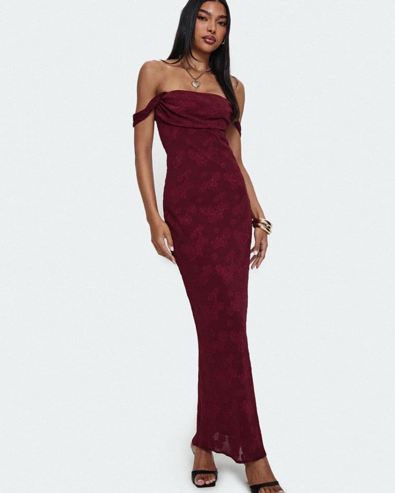 Elegant Burgundy Lace Gown - Image 2