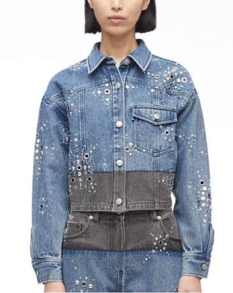 Philip Lim Studded Two Tone Denim Jacket - Image 1