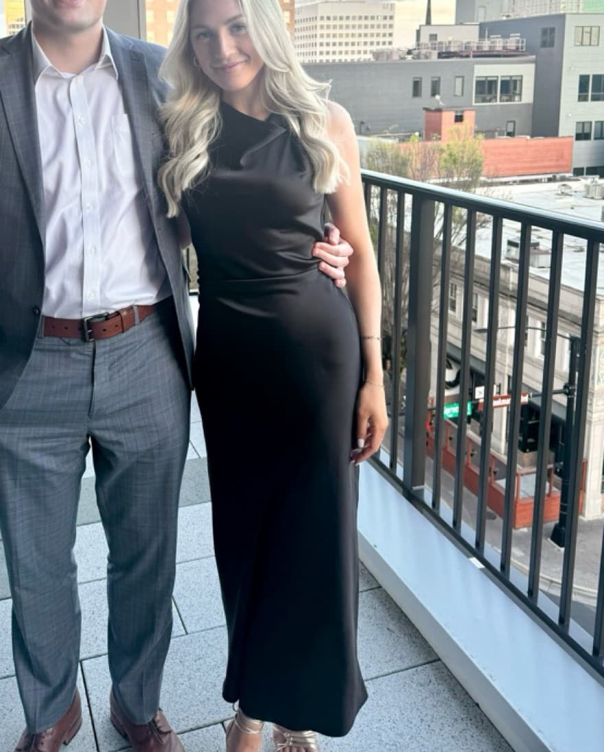 Black Satin Midi Dress - Image 1