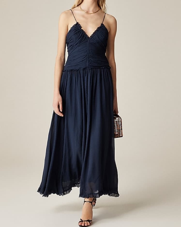 J Crew Ruched Chiffon Dress - Image 1
