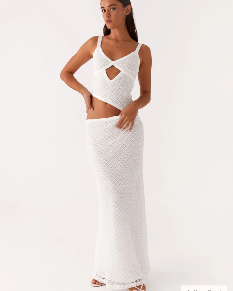 Jocelyn Maxi Dress White Crochet  - Image 1