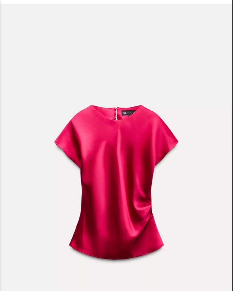 Vibrant Fuchsia Satin Blouse - Image 1
