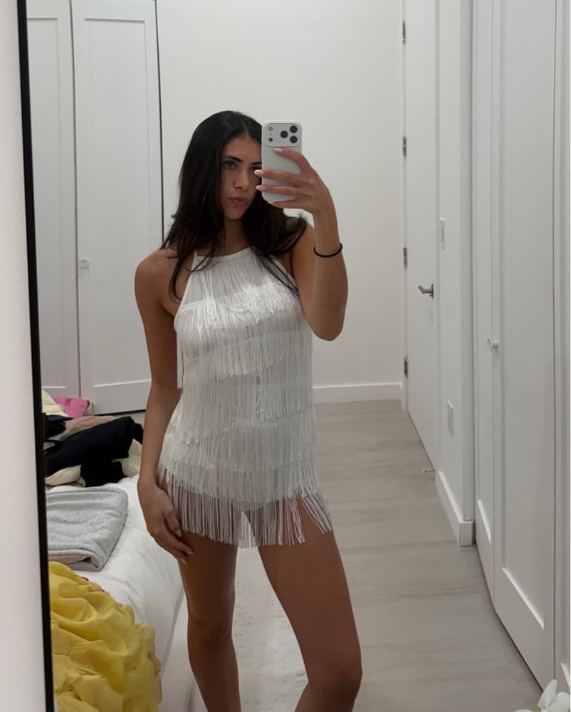 White Fringe Tassel Romper - Image 3