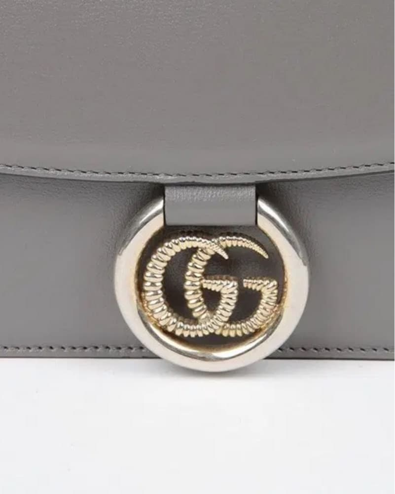 Chic Gray Leather Crossbody Bag - Image 3