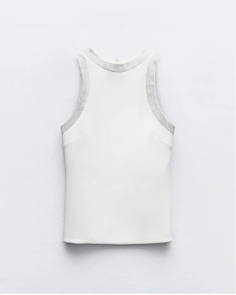 Zara Rhinestone Embellished White Top - Image 2