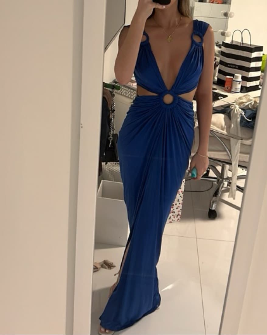 Michael Costello sapphire gown - Image 4