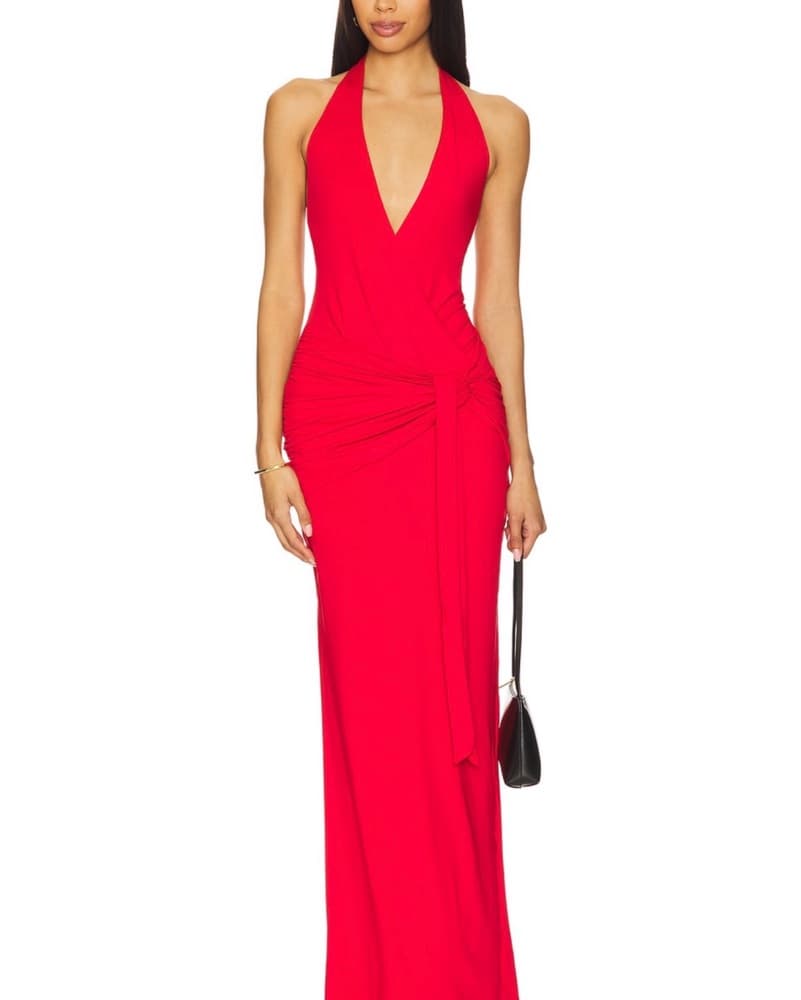 Chloe Halter Maxi Dress In Red - Image 1