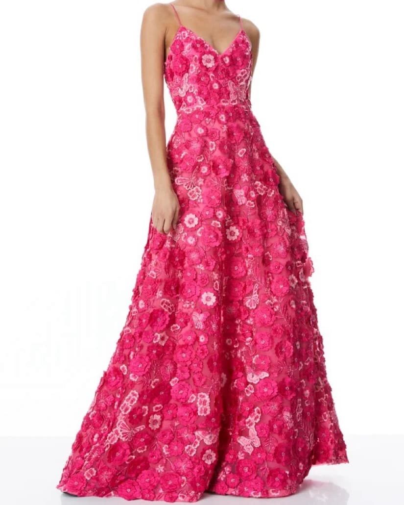 $3,000 Alice & Olivia Pink Floral Gown - Image 4