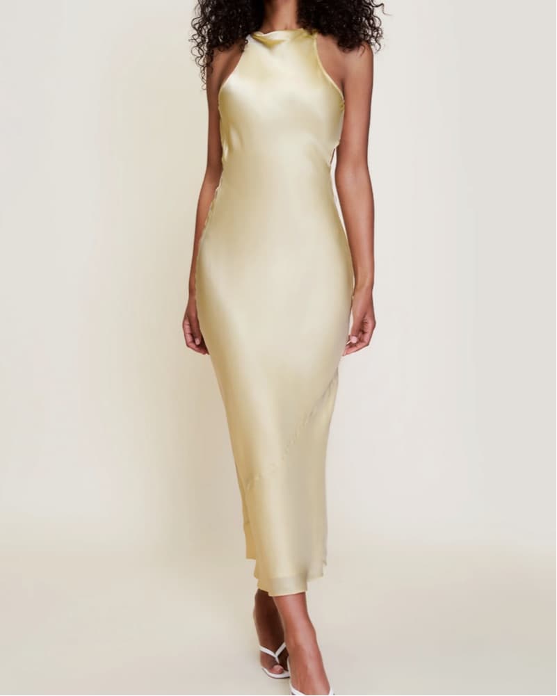 Guizo Lina Yellow Midi Dress - Image 1