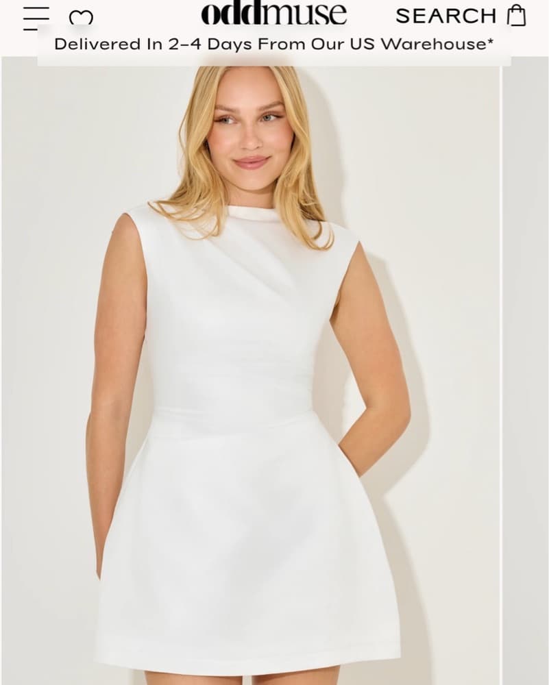 Chic White Mini Dress - Image 2