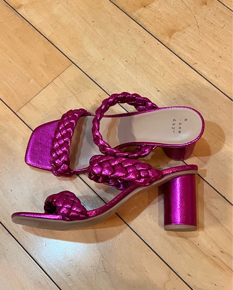 Vibrant Metallic Braided Strap Heels - Image 2