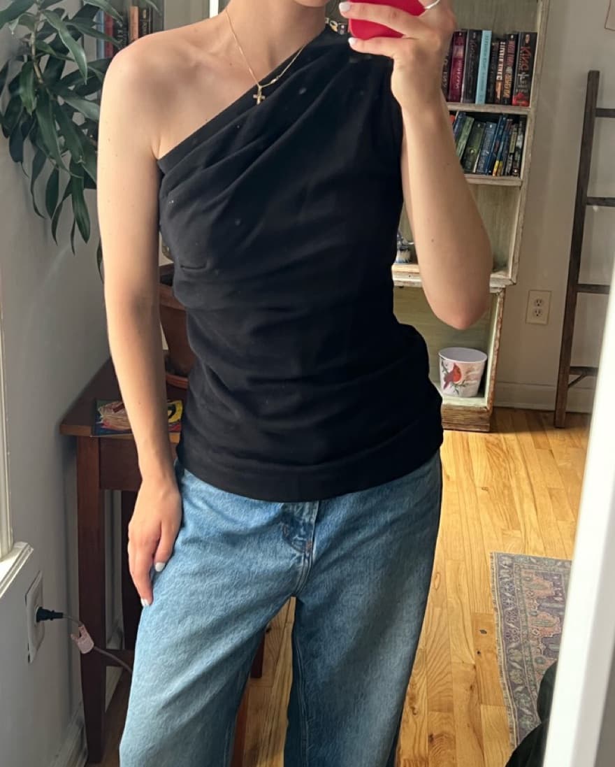 Dries Van Noten Black One Shoulder Top - Image 2