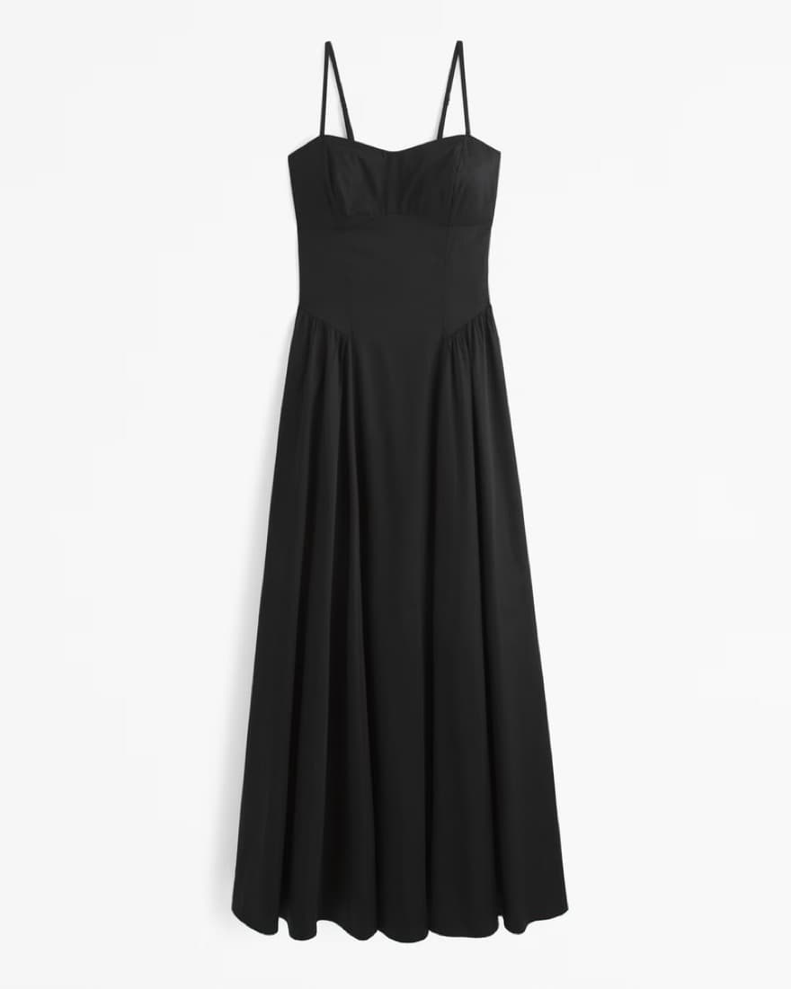 Black Basque Waist Maxi Dress - Image 1