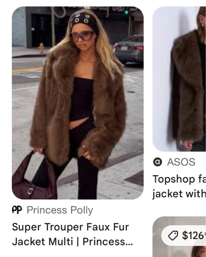 Brown Faux Fur Jacket XS/S - Image 2