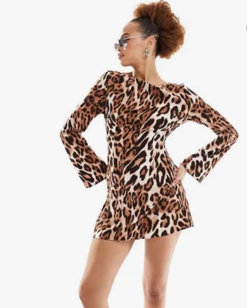 LIONESS Leopard Mini Shift Dress - Image 3