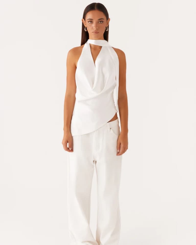 White Peppermayp Halterneck Scarf Top - Image 2