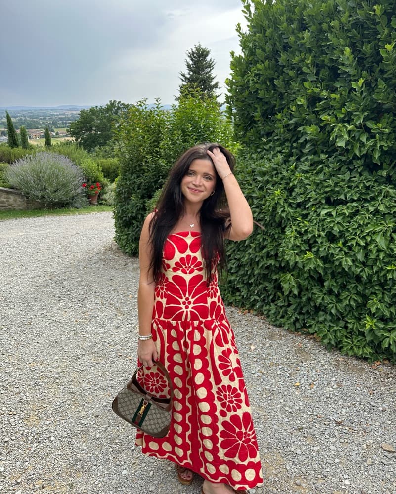 Farm Rio Palermo Red Linen Midi Dress - Image 3